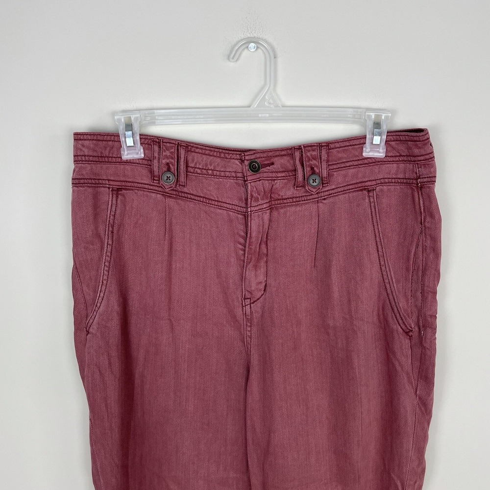 Anthropologie Pleated Front Skinny Pants Pink Slim Trousers Size 32 Petite - Picture 2 of 8